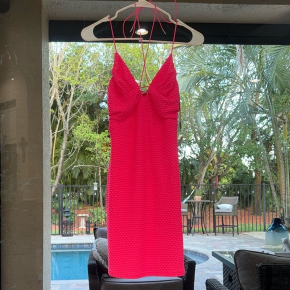NWT Fashion Nova Hot Pink Miami Nights Textured Mini Dress - Picture 1 of 7